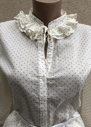Легкая,воздушная,чуть прозрачная блузка в горошек,рубаха с жабо, saint tropez8 фото