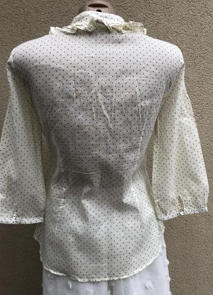 Легка,повітряна,трохи прозора блузка в горошок,сорочка з жабо, saint tropez6 фото