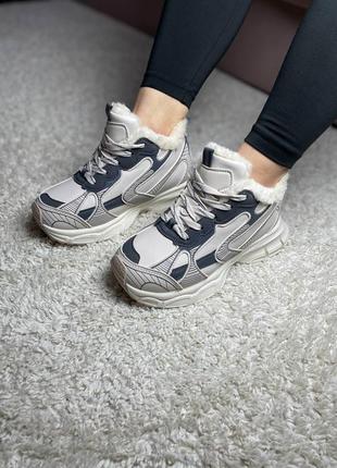 Женские зимние стильные кроссовки, искусственная кожа, искусственный мех👟1 фото