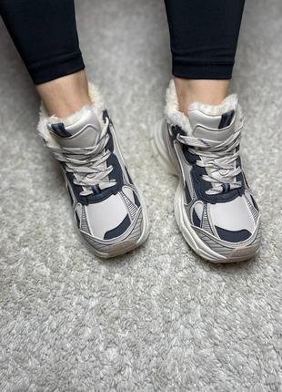 Женские зимние стильные кроссовки, искусственная кожа, искусственный мех👟4 фото