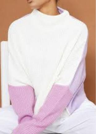 Красивый свитер оверсайз комбинированный с 8-10