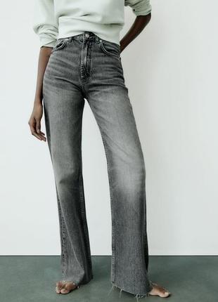 Джинсы trf high-rise wide leg zara/ 6045/224 /серые джинсы zara новая коллекция/1 фото