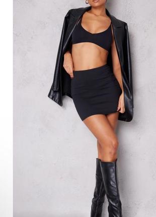 Міні спідниця prettylittlething чорна нова xs