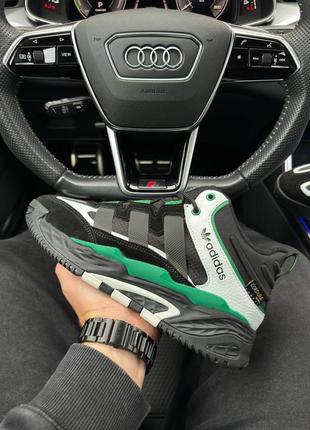 ❄️ зимние мужские кроссовки adidas originals niteball men’s black green white fur❄️
