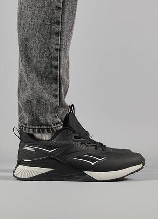 Теплые мужские черно-белые кроссовки на флисе в стиле reebok 🆕 зимние кроссовки рибок7 фото