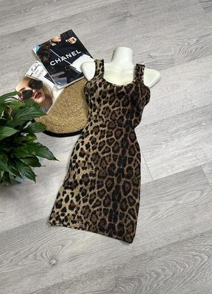 Коричневое платье мини в леопардовом принт платья в стиле dolce&amp;gabbama5 фото