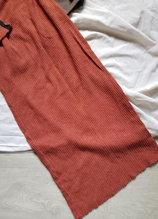 Сукня жіноча міді сукня - светр трикотажна довга в рубчик4 фото