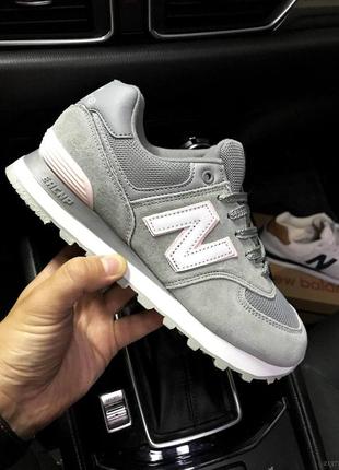 New balance 574 gray & pink1 фото