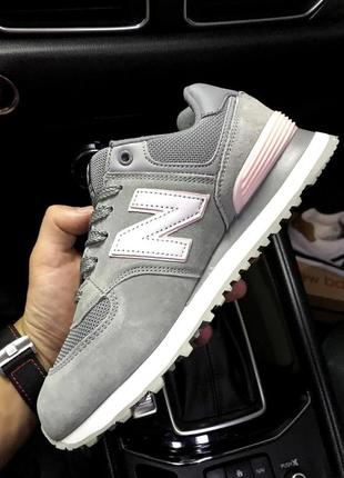 New balance 574 gray & pink5 фото