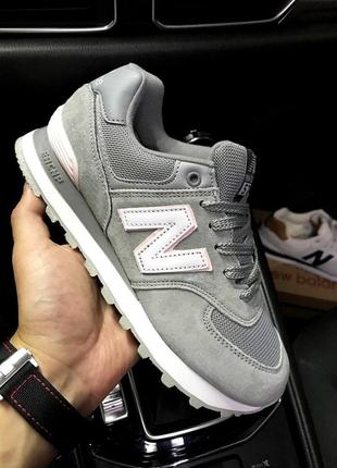 New balance 574 gray &amp; pink4 фото