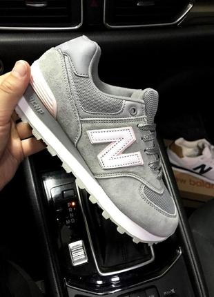 New balance 574 gray & pink2 фото