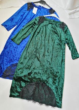 Красива стрейчева сукня велюр оксамит вставки з гіпюру мереживо стрейч різні розміри та кольори крас5 фото