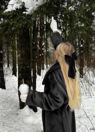 Шуба из эко-меха, черная, серая, бежевая шуба женская, шубка с поясом и карманами6 фото