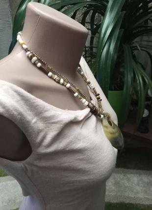 Колье, ожерелье, подвеска с океанской ракушкой . этно, бохо стиль.5 фото