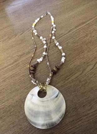 Колье, ожерелье, подвеска с океанской ракушкой . этно, бохо стиль.8 фото