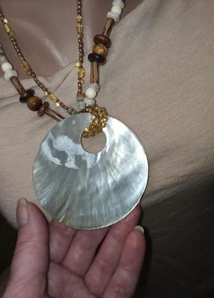 Колье, ожерелье, подвеска с океанской ракушкой . этно, бохо стиль.10 фото