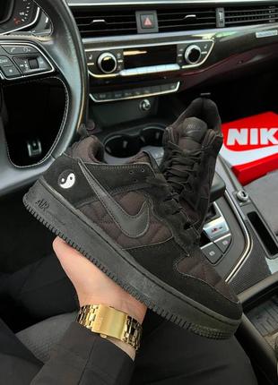 Чоловічі кросівки nike air force 1 yin yang fleece termo all black