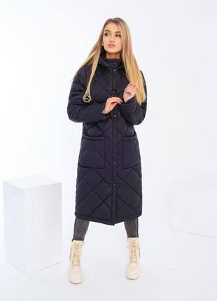 Зимове пальто з накладними кишенями капюшоном поясом на кнопках5 фото