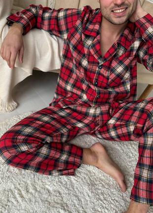 Пижама мужская байковая фланелевая в клетку разм.м-2хл9 фото