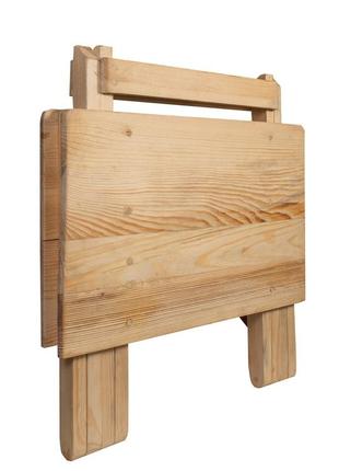Деревянный компактный стол и 2 табуретки из натурального дерева (ель), раскладной стол и стулья для сада7 фото