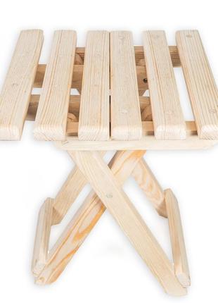 Деревянный компактный стол и 2 табуретки из натурального дерева (ель), раскладной стол и стулья для сада4 фото