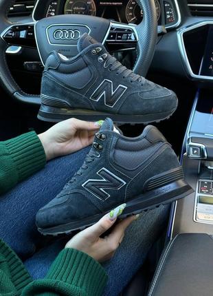 Зимові жіночі кросівки new balance 574 high dark gray fur6 фото