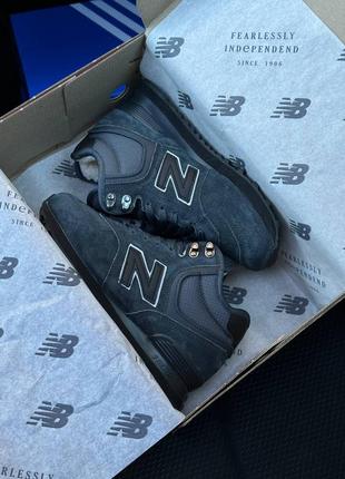 Зимові жіночі кросівки new balance 574 high dark gray fur9 фото