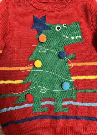 Новогодний свитер с динозавром на мальчика 4-5роков3 фото
