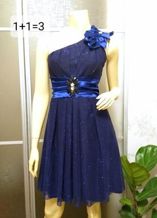 Темно-синя вечірня сукня t&r ✅1+1=31 фото