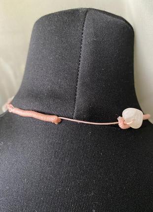 Оригінальне колье цепочка намисто с натуральним розовим кварцем5 фото