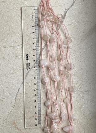Оригинальное колье ожерелье с натуральным розовым кварцем9 фото