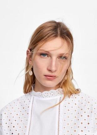 Zara блуза топ із вишивкою ришельє3 фото