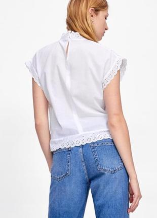 Zara блуза топ із вишивкою ришельє4 фото