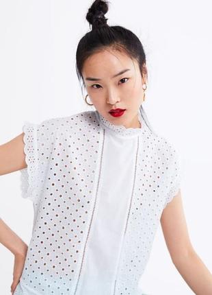 Zara блуза топ із вишивкою ришельє6 фото