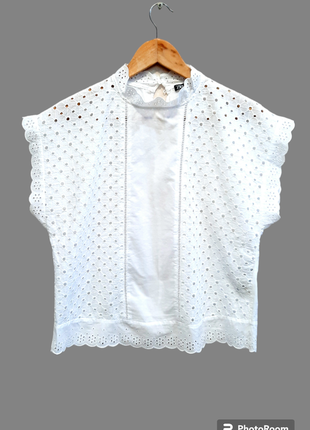 Zara блуза топ із вишивкою ришельє8 фото