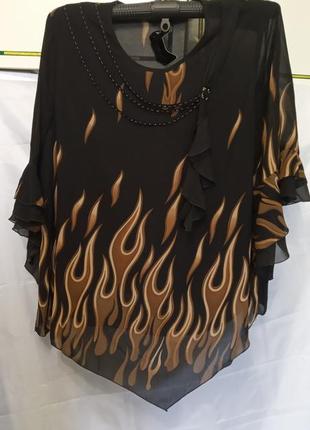 Женская красивая блузка в пламя. нарядная кофточка большого размера