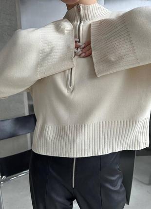 Женский свитер из плотного трикотажа 💗 женский свитер с умолчанию 💗 молочный свитер3 фото