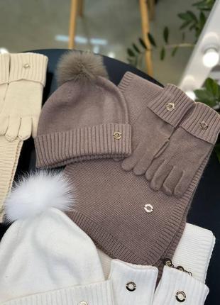 Комплект: шапка, шарф, рукавички6 фото