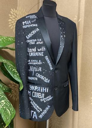 Піджак ,жакет в патріотичному стилі!ручний розпис !!!