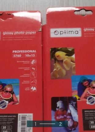 Фотопапір бумага optima professional. 2 шт. 10х15. нова