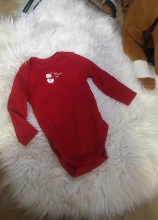 Трикотажний бодік c&a на 3-6 місяців 68 см новорічний різдвяний 🤶🏻 святковий боді