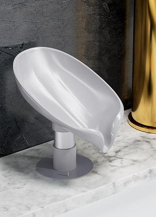 Мильниця на присосці зі зливом води soap box holder gray