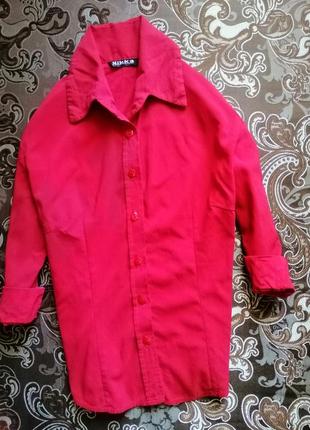 Красная малиновая блуза стрейчевая вискоза рубашка блузка