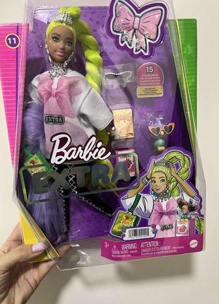 Лялька барбі екстра неон №11 barbie extra with neon green hair1 фото