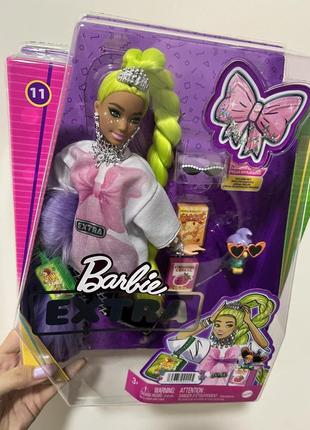 Лялька барбі екстра неон №11 barbie extra with neon green hair2 фото