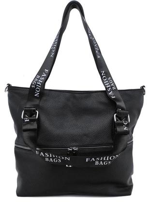 Вместительная женская сумка шоппер чёрная 180673 фото