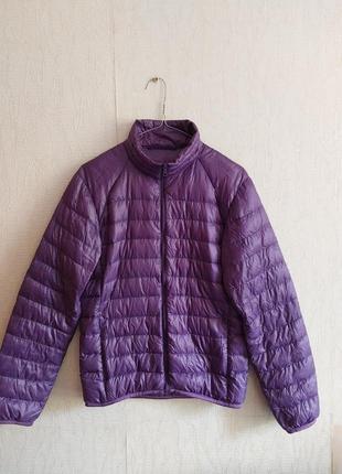 Фиолетовая куртка натуральный пуховик uniqlo пух перо