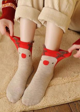 Рождественские носки , новогодние носки с оленями