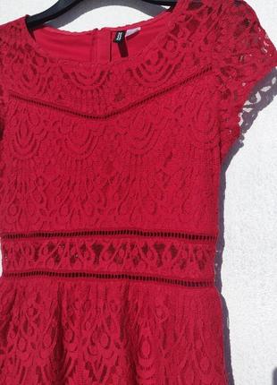 Красное гипюровое платье коттон h&m7 фото
