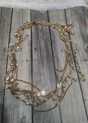 Вi нтажное многорядное ожерелье бежель пластик металл